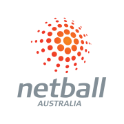 A logo for netball australia with a sun in the middle.