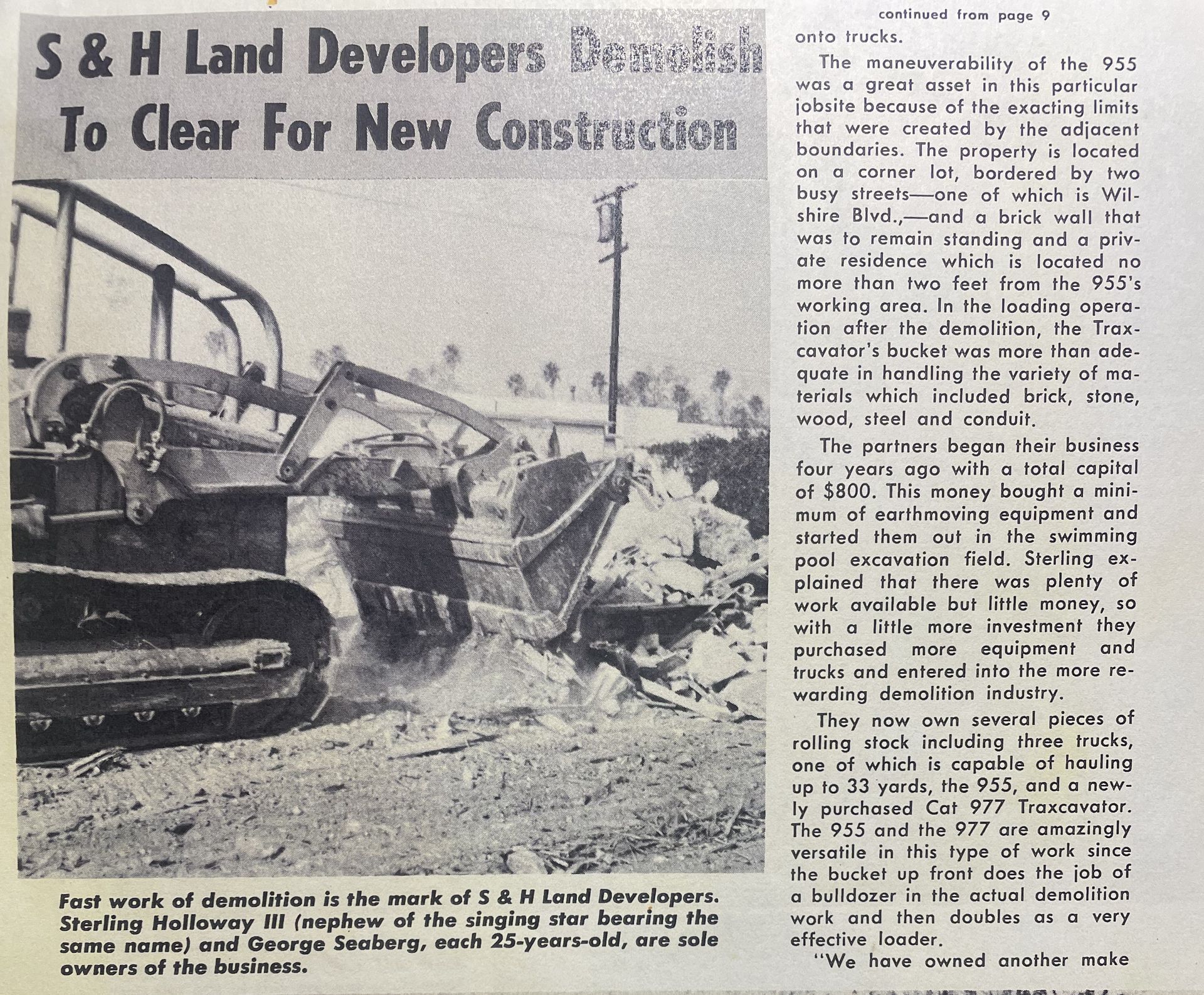 Newspaper Article About S & H Land Developers — Chicago, IL — Sterling Holloway Demolition