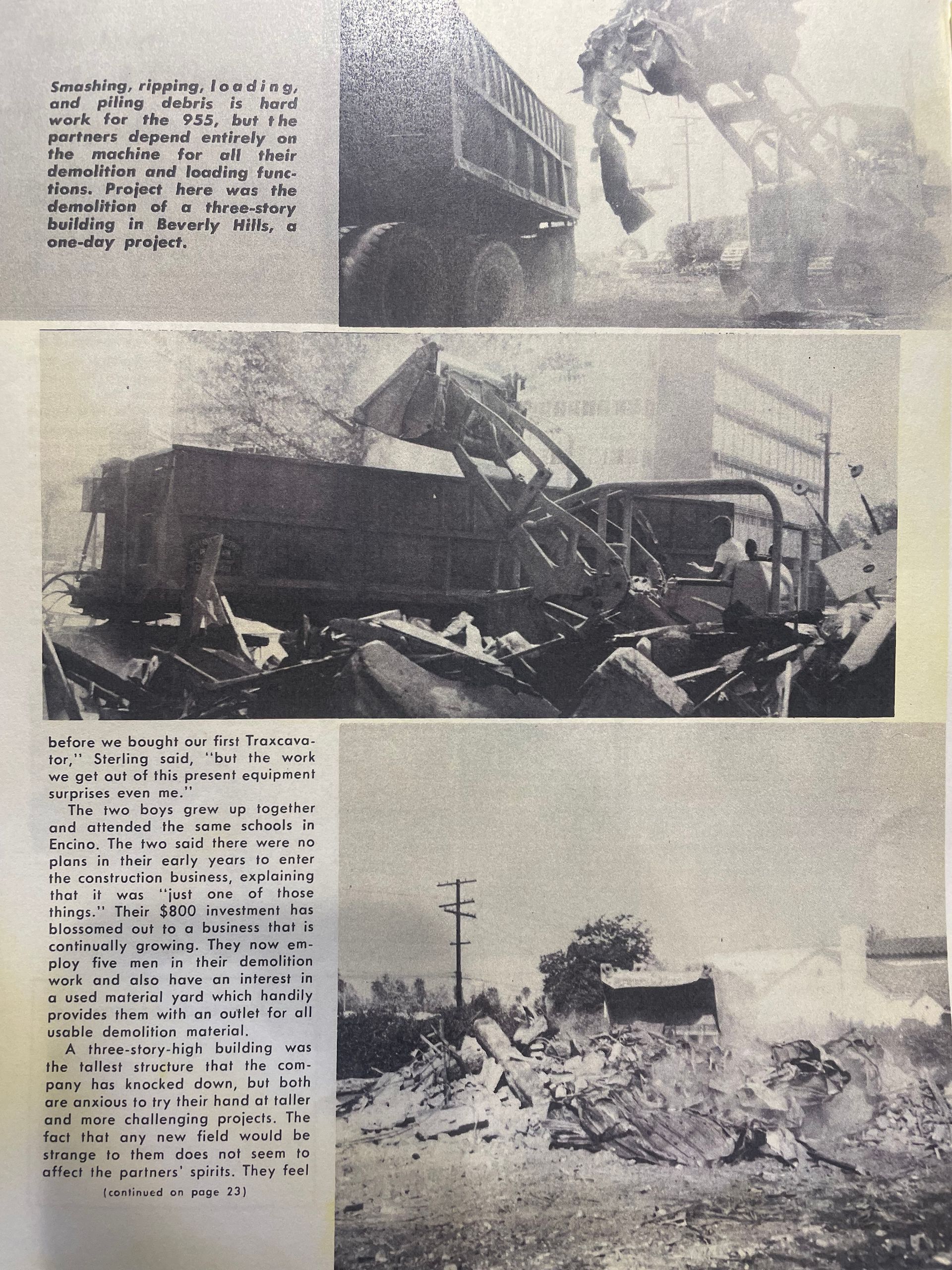 Black and White Photo of Truck on Newspaper Article — Chicago, IL — Sterling Holloway Demolition
