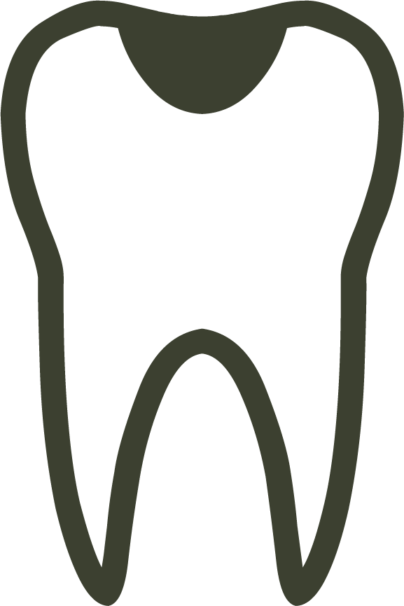 Un disegno in bianco e nero di un dente con un buco.