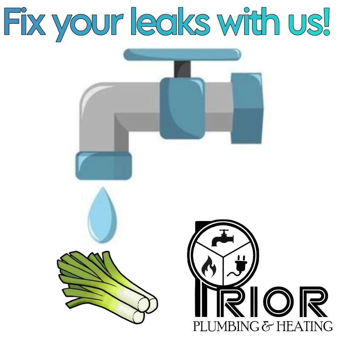 A picture of a faucet with a drop of water coming out of it and the words fix your leaks with us.