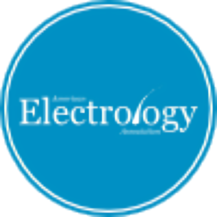 A blue circle with the word electrology on it