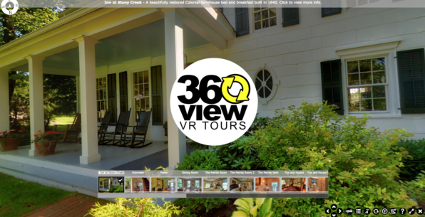 A 360 view virtual tour of a house with a porch