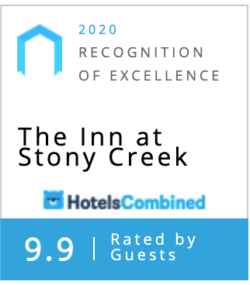 A logo for the inn at stony creek rated by guests