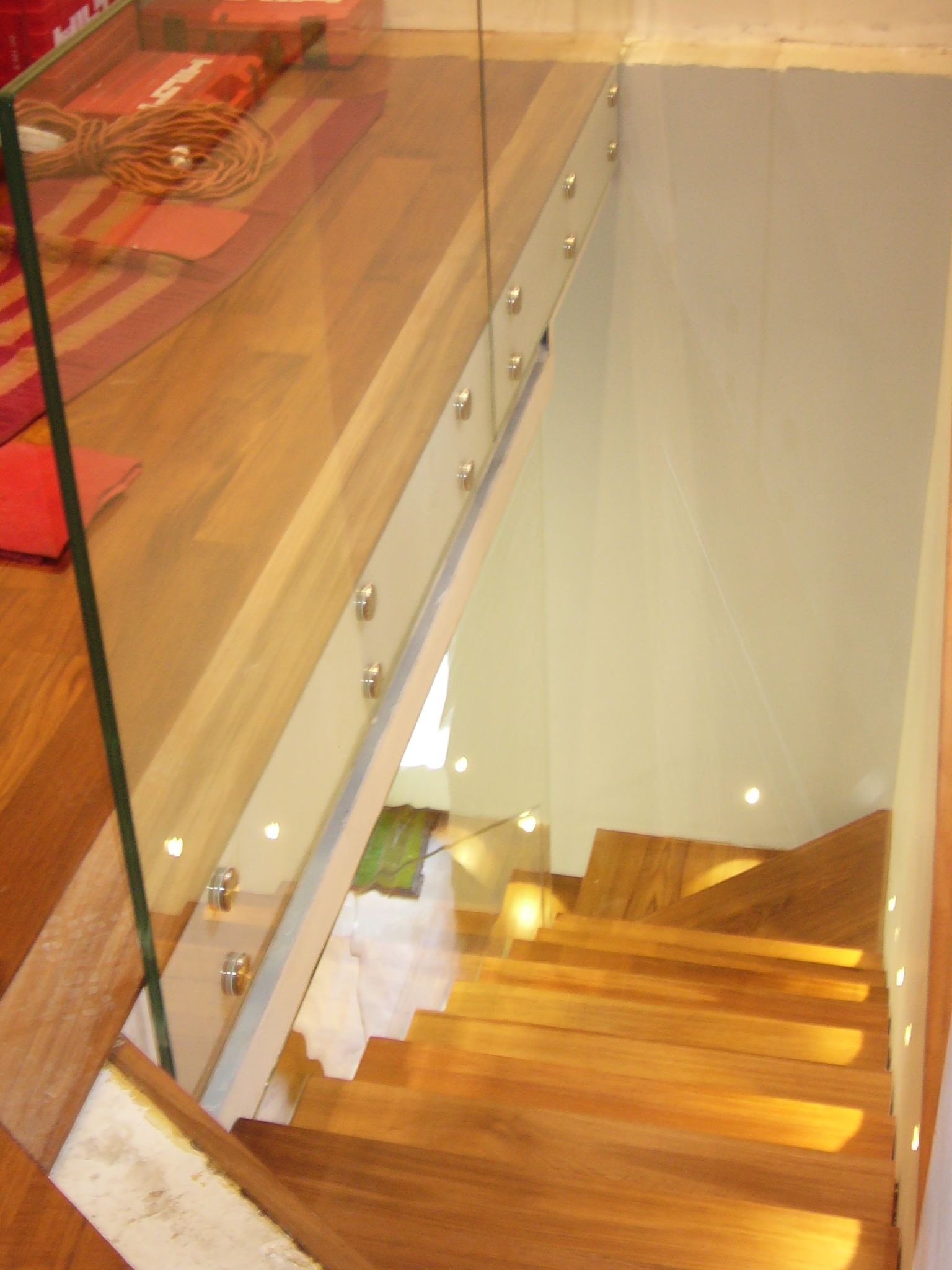 parapetto scala in vetro