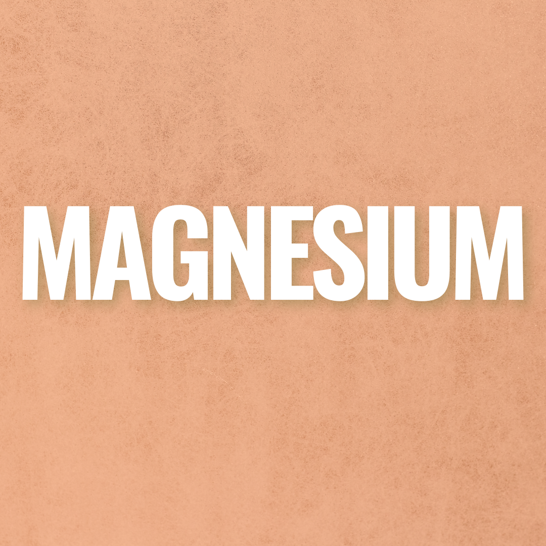A variety of fruits and vegetables are surrounded by the word magnesium.