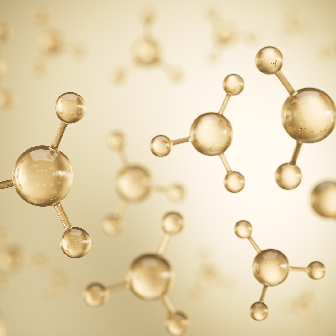 A bunch of molecules are floating in the air