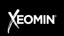 The logo for xeomin is white on a black background.