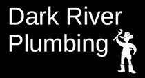 The dark river plumbing logo is white on a black background.