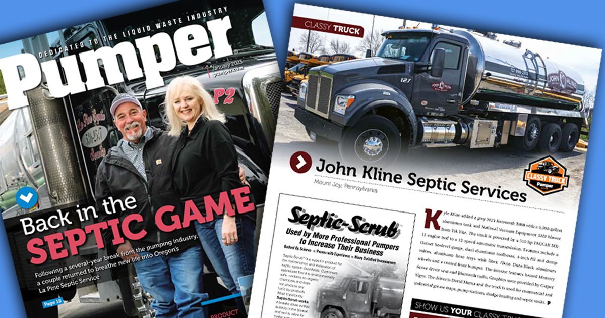 John Kline Septic Featured By Pumper Magazine January 2023 