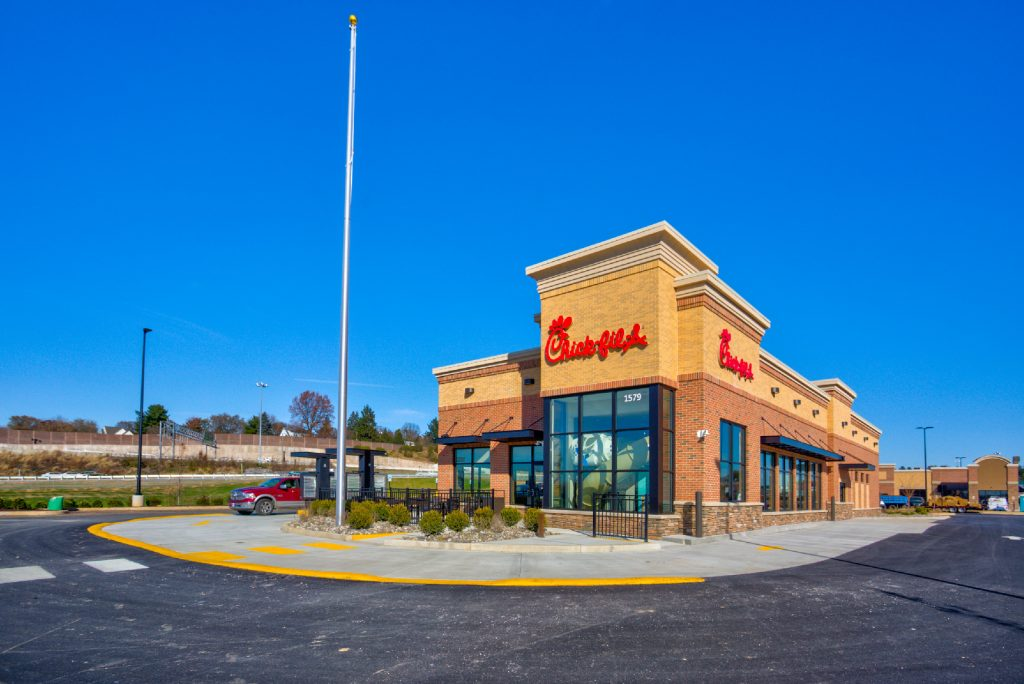 Chick-fil-a fast food restaurant hero image on blog post about grinder pumps