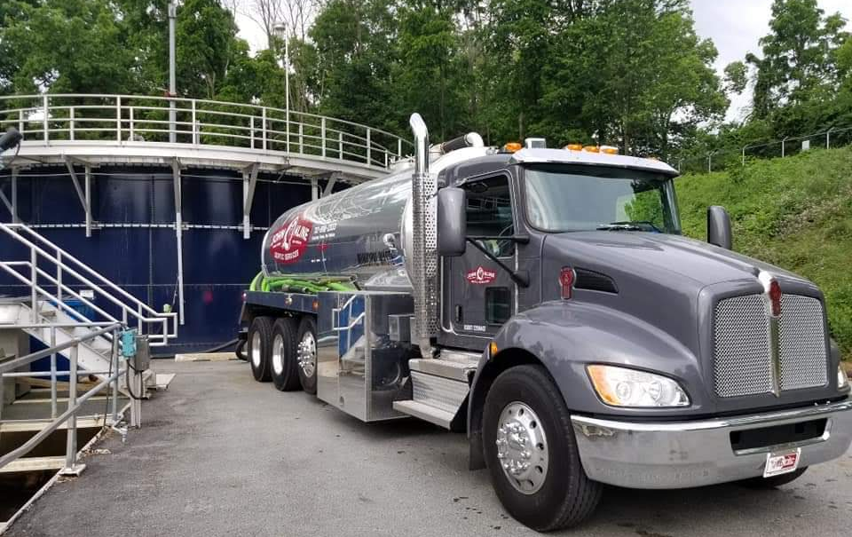 john kline septic truck at small waste water treatment plant in York, PA