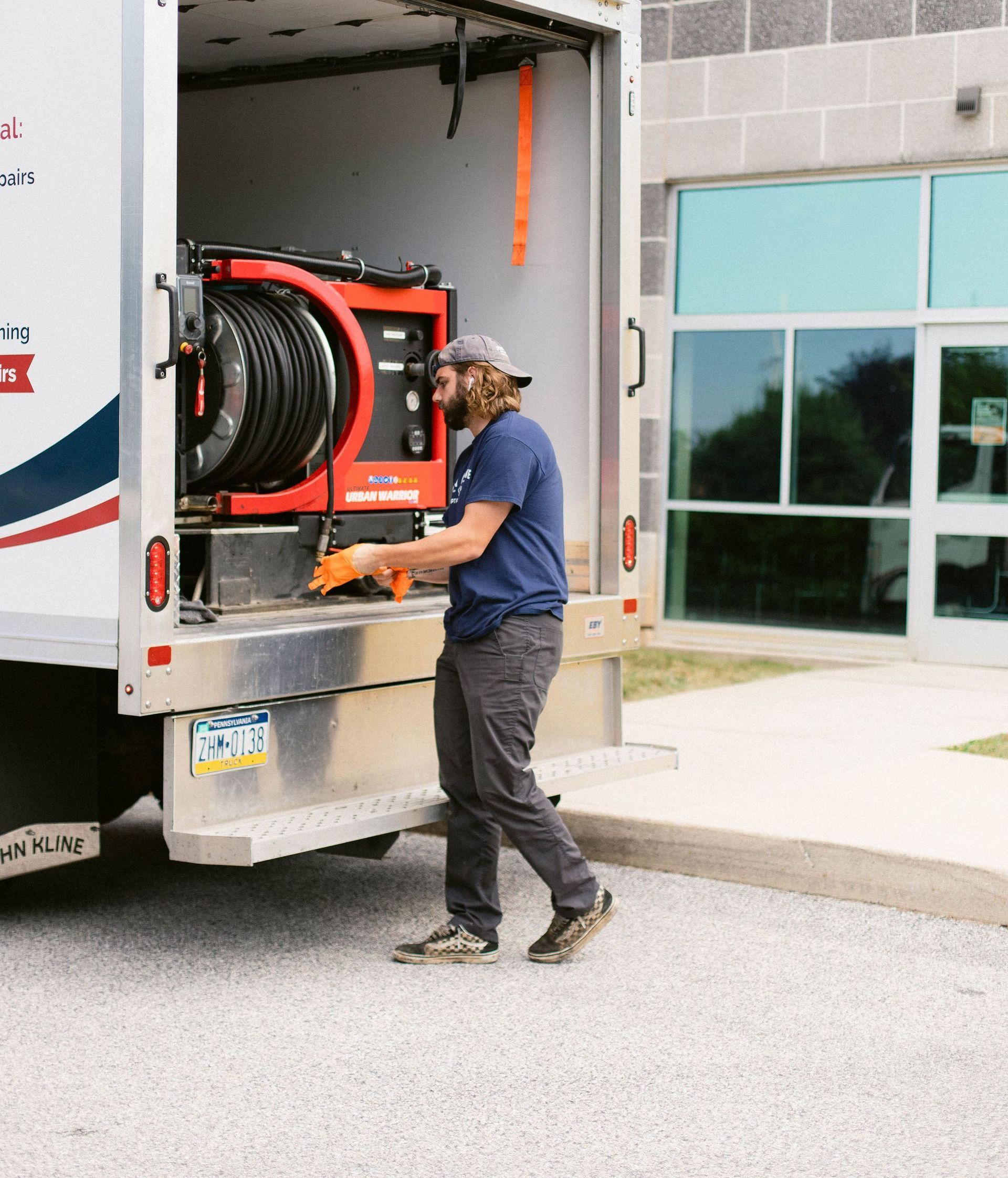 Box truck with line opening rig, John Kline Septic Service