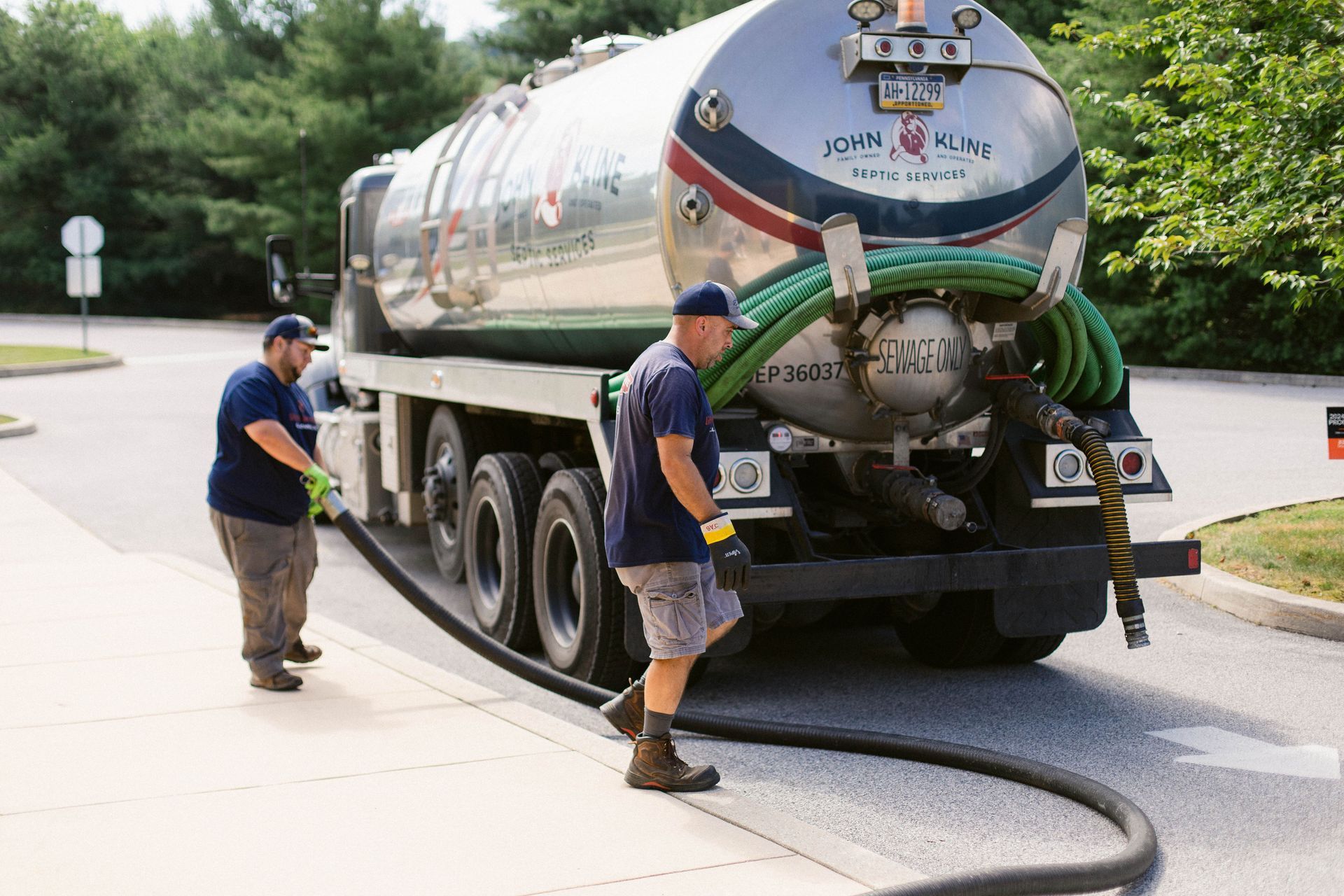 John Kline Septic Municipal Sludge Hauling Service Technicians working at a Job in York, PA