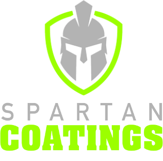 a spartan coatings logo with a spartan helmet in a shield .