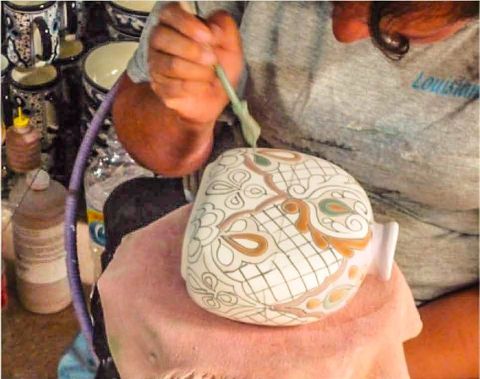 Hand-Painting Tequila Azulejos Talavera by an Artisan