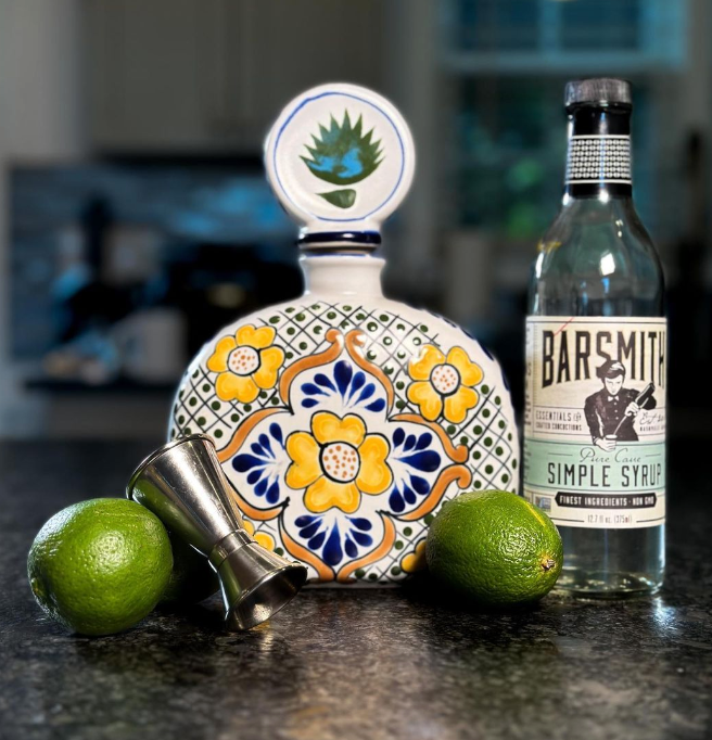 Azulejos Talavera Tequila with Lime and Simple Syrup Margarita Ingredients