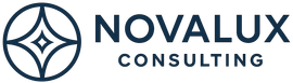 Logo of Novalux Consulting with a circular emblem and text.