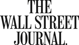 The logo for the wall street journal is black and white.