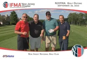 Four men are posing for a picture at the njfma golf outing