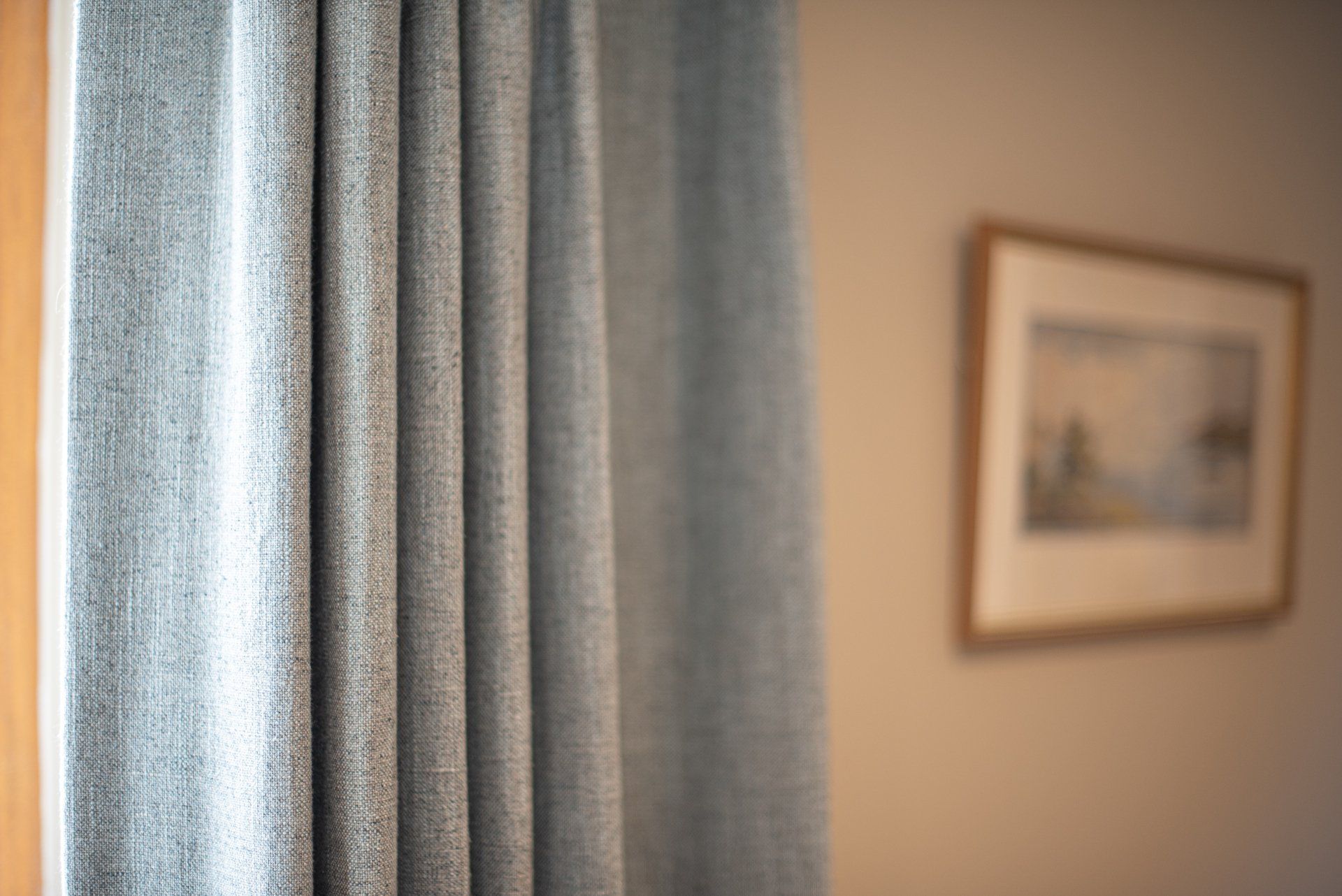 Reception room drapery and wall