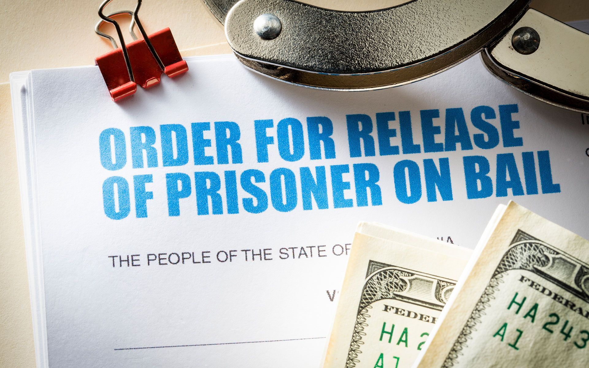 A paper with order for release of prisoner on bail.