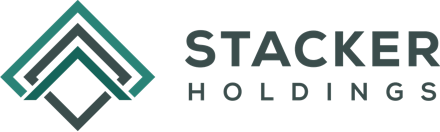 a logo for stacker holdings with a diamond in the middle .