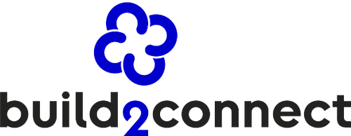 Een blauw-zwart logo voor een bedrijf genaamd build2connect