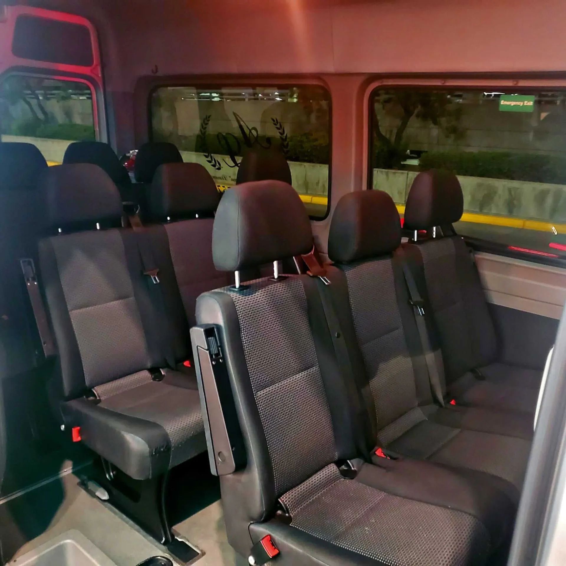The inside of a van with a lot of seats
