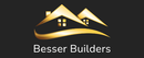 Golden house logo for "Besser Builders" on black background.