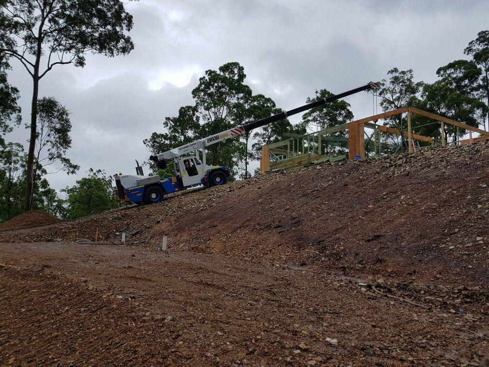 20 Tonne Franna Mobile Cranes on Construction Site — Pialba, QLD — Wide Bay Crane Hire