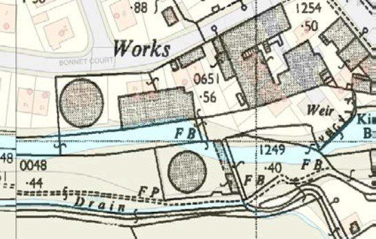Historical map showing gas works