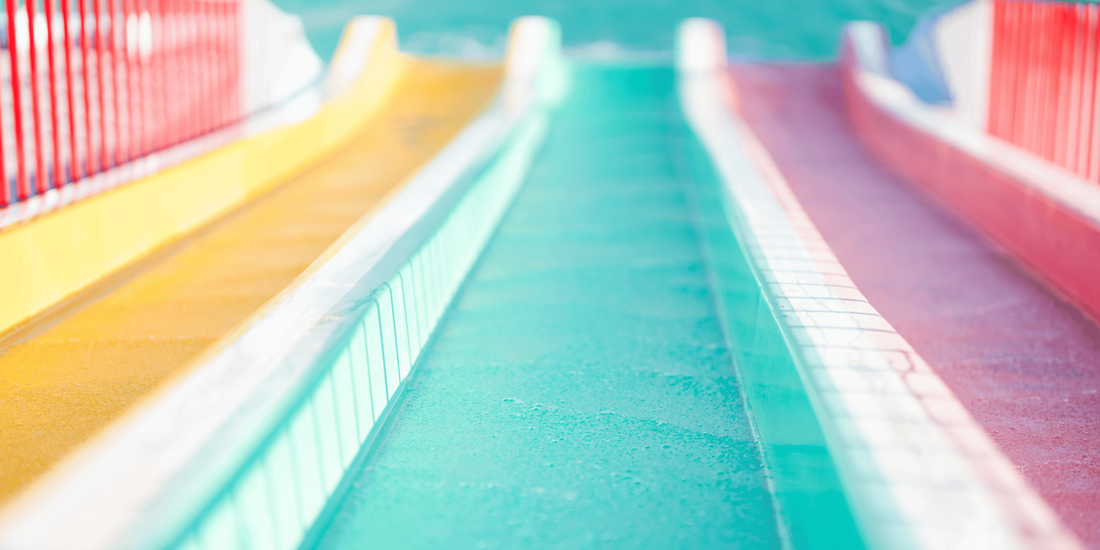 Three water slides together