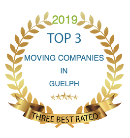 a laurel wreath that says top 3 moving companies in guelph