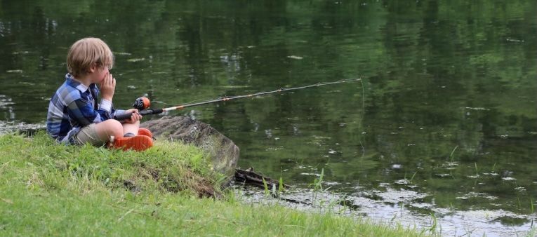 Little children  fishing