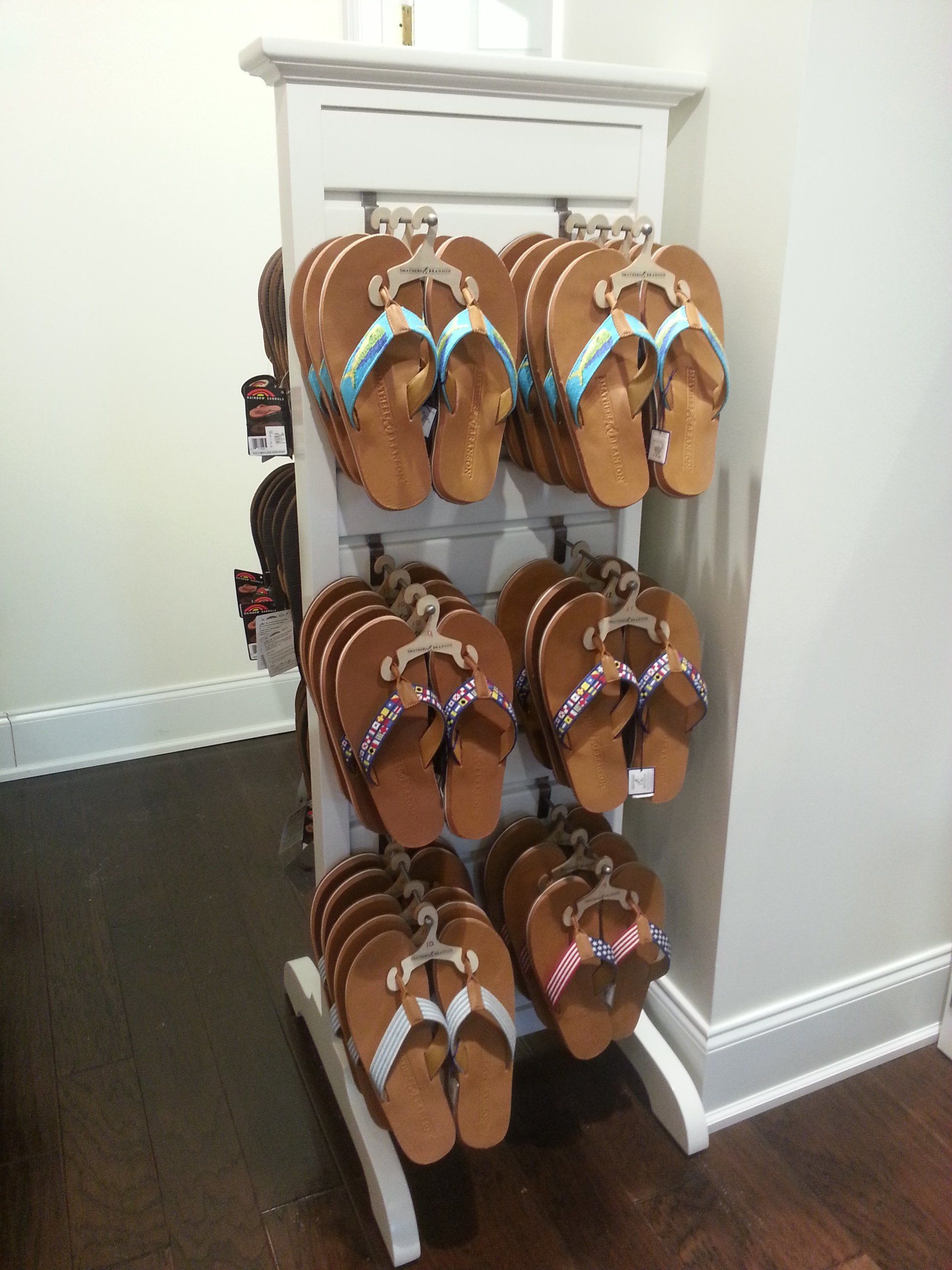 Hampstead Freestanding Slatwall Display by Bauer International for shoes