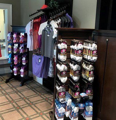 Hampstead Freestanding Slatwall Display by Bauer International for golf pro shop