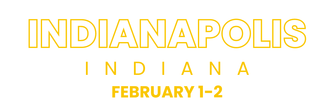 A logo for indianapolis indiana february 1-2