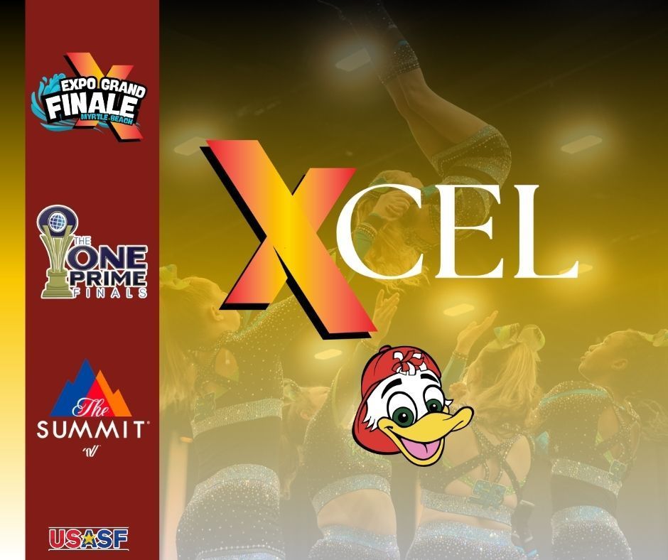 A poster for the cheer expo with a duck on it