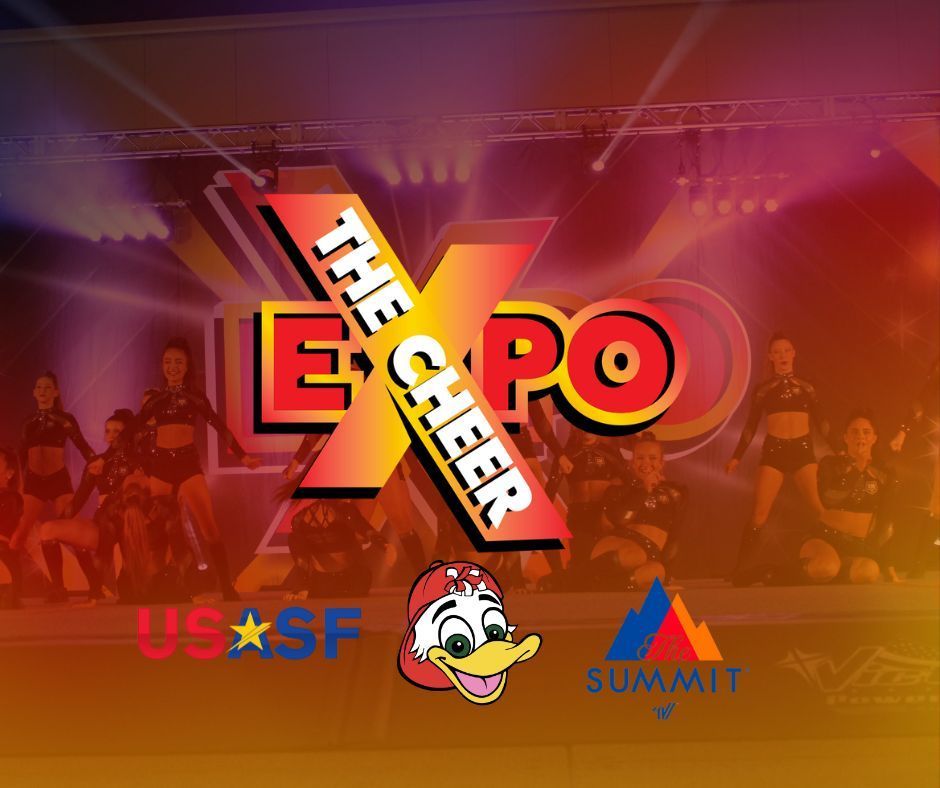 A poster for the cheer expo with a duck on it