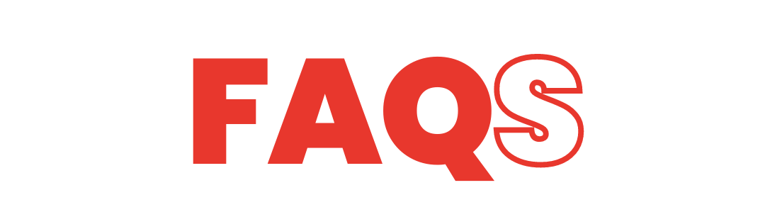 A red faqs logo on a white background