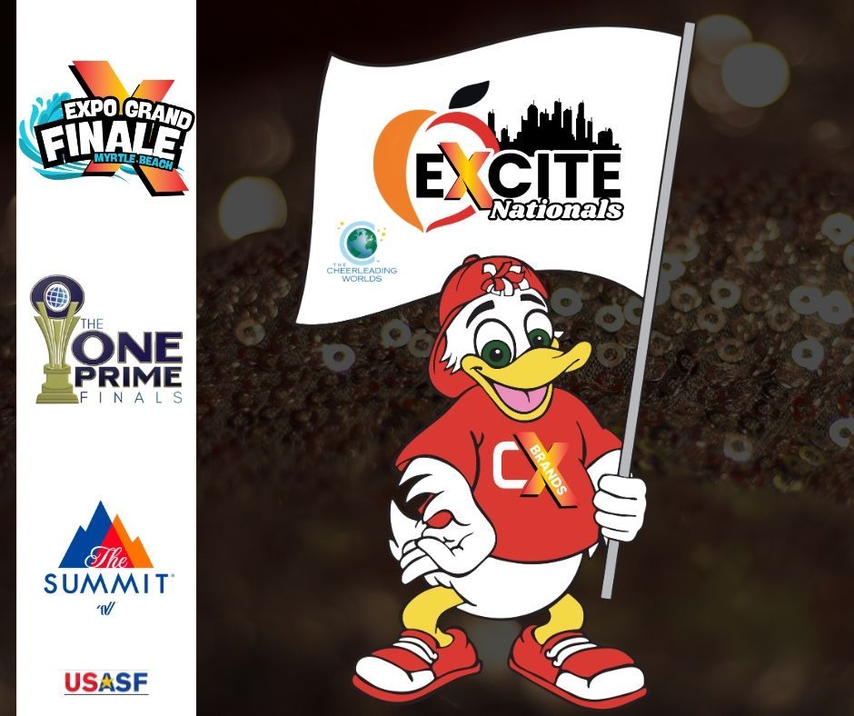 A poster for the cheer expo with a duck on it