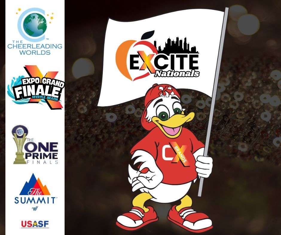 A poster for the cheer expo with a duck on it