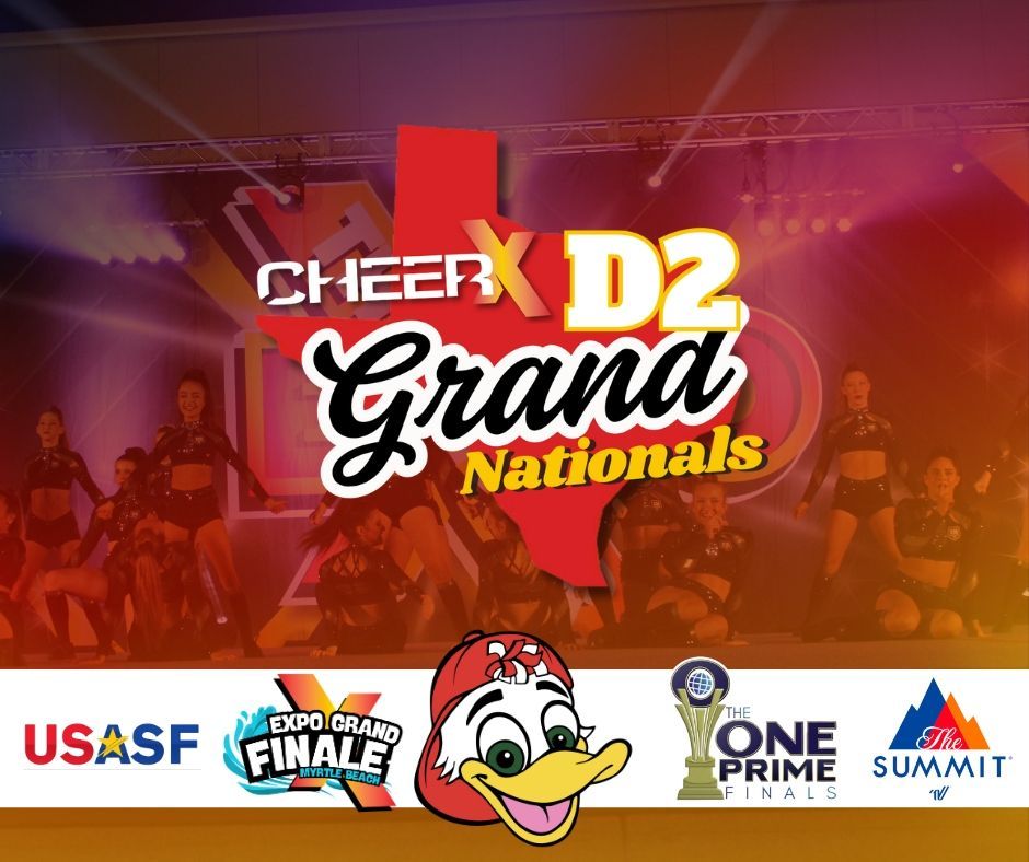 A poster for the cheer expo with a duck on it