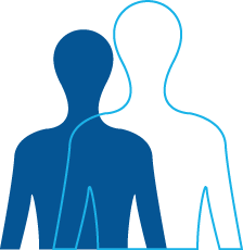Icon showing an abstract image of two teenagers standing one next to the other