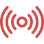 Red WiFi signal icon.