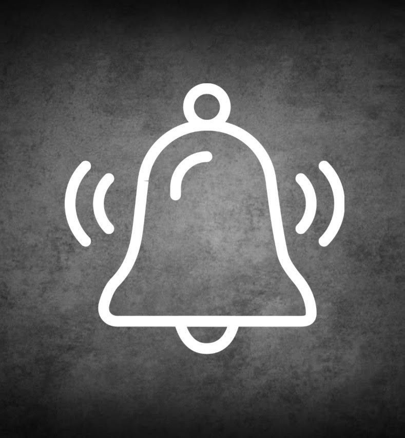 White bell icon on gray, vibrating.