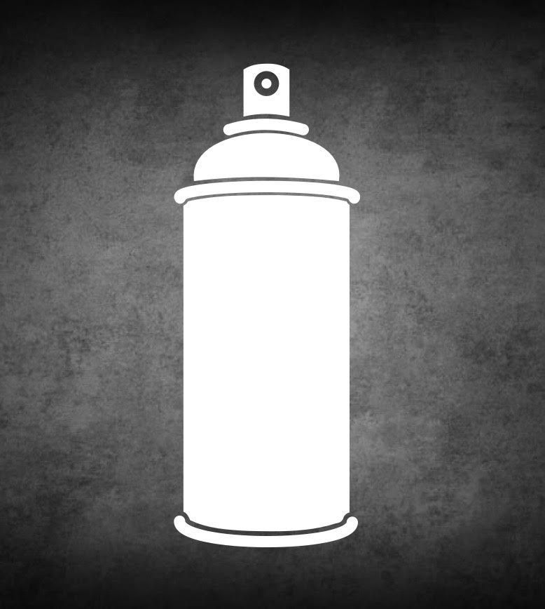 White spray paint can on a dark, textured background.