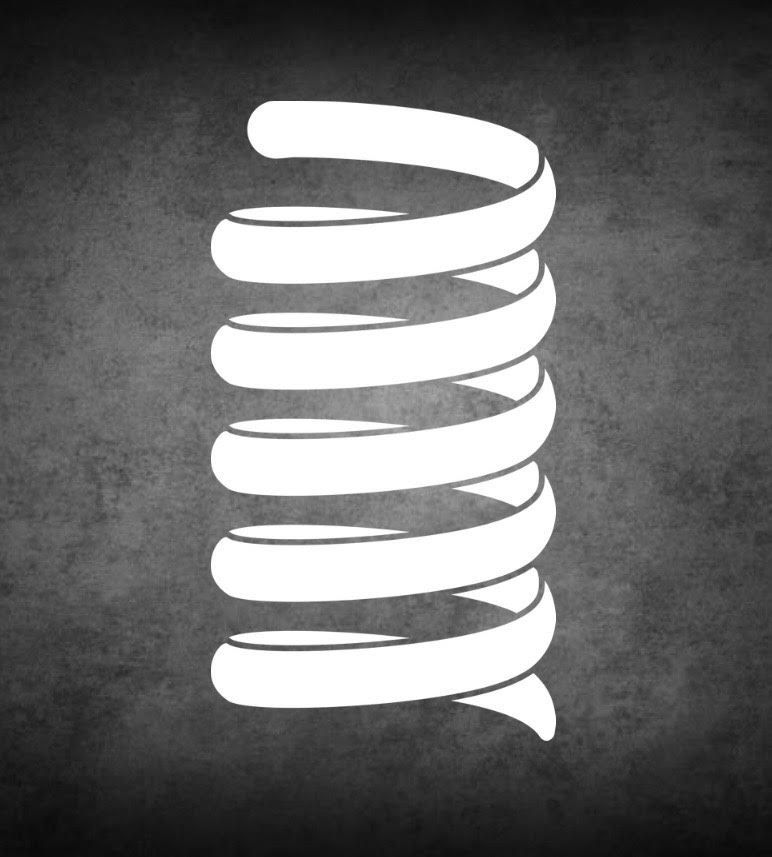 White coiled spring on a dark textured background.