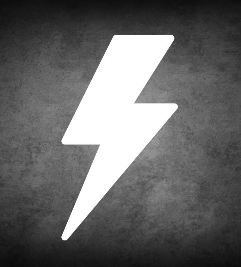 White lightning bolt on a textured gray background.